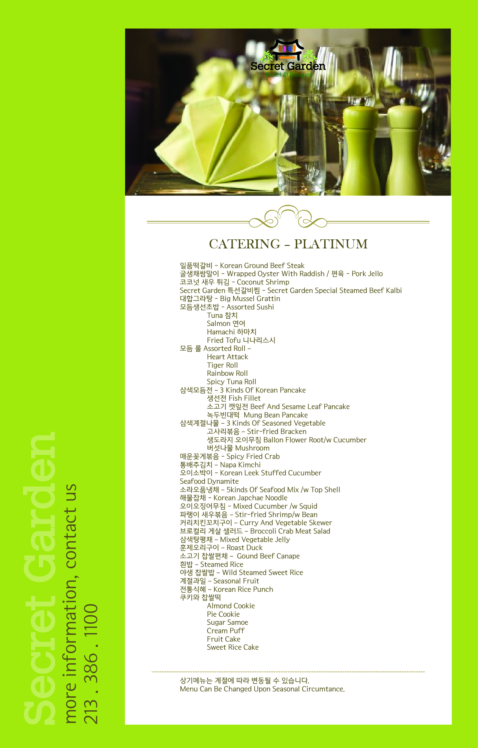 secret garden menu-CATERING PLATINUM